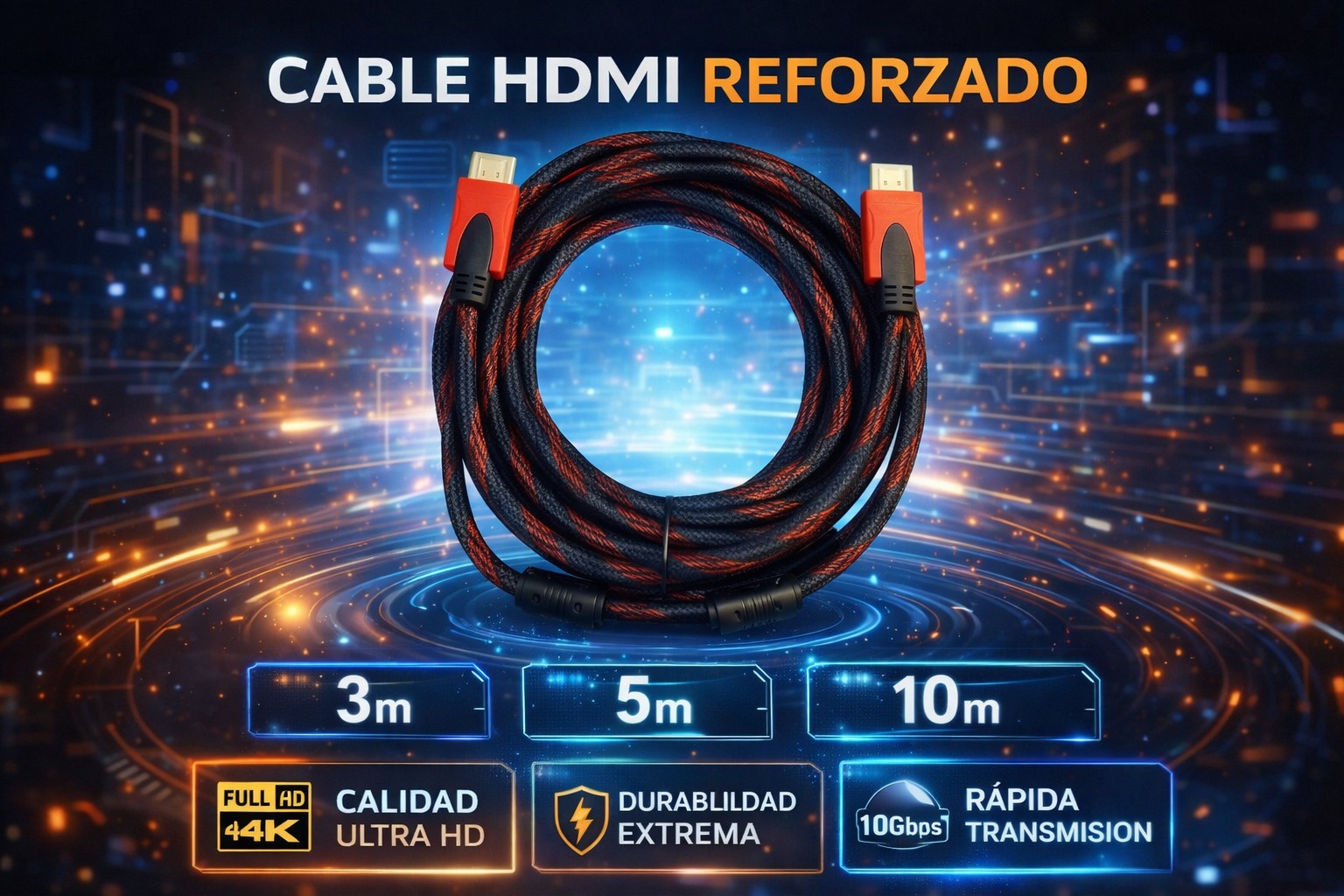 CABLE HDMI 10 METROS REFORZADO